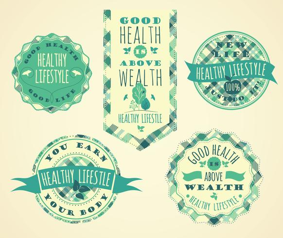 Set of Healthy Lifestyle Labels and Signs vector