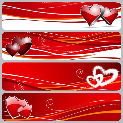 Four banner graphic with Valentine's day illustration vector