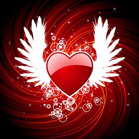 Valentine's day illustration with heart and wings. vector