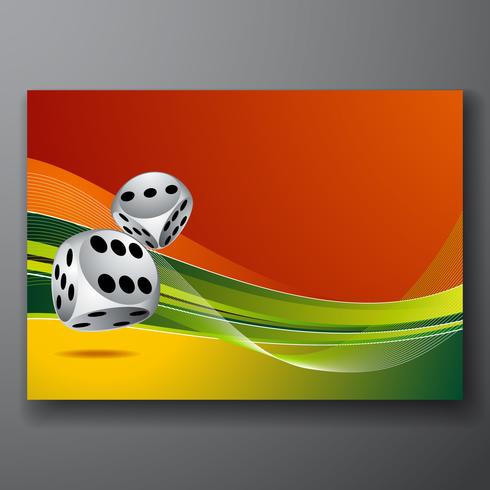 Ilustración de casino con dos dados sobre fondo de color vector