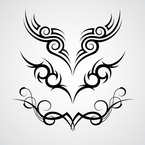 three black tribal tattoo motive on white background vector