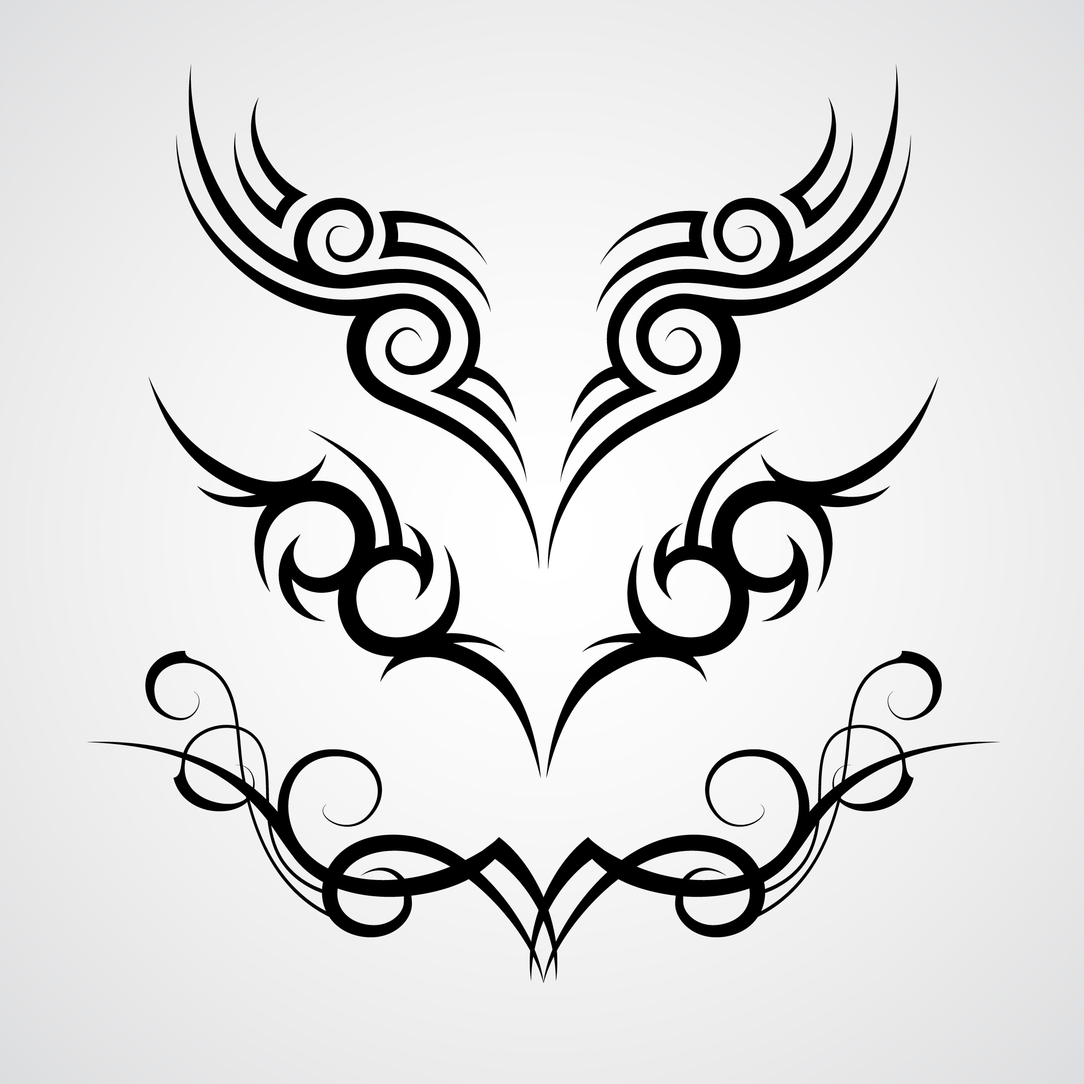 three black tribal  tattoo  motive on white background 