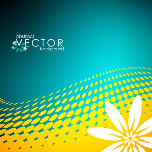 vector spring illustration with flower on circle pattern background