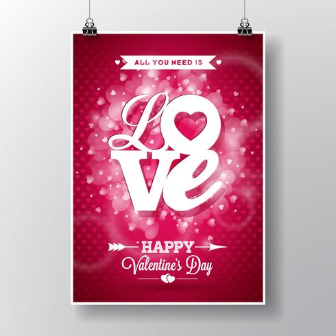 Vector Flyer illustration on a Valentine's Day theme with Love typographic design