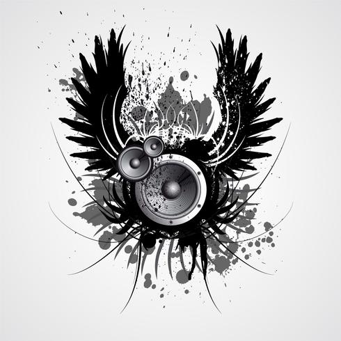 Vector ilustración de música con wing y blot