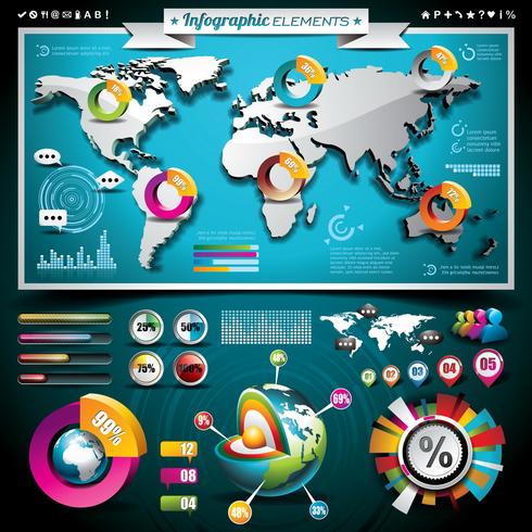 World map and information graphics  vector