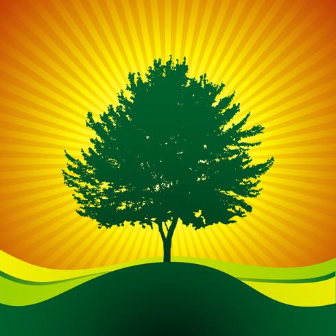 vector tree on shine background