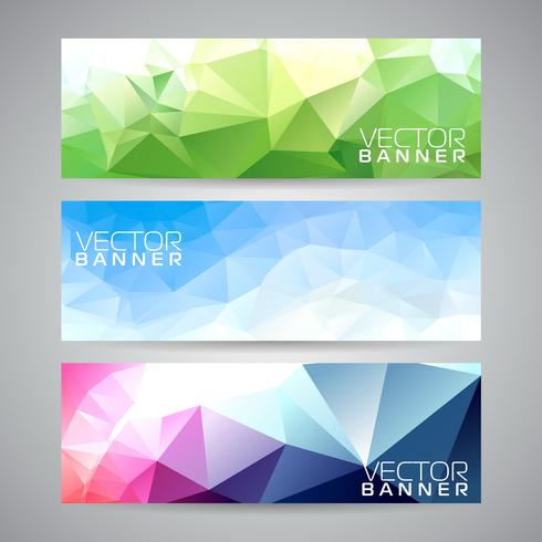 Vector geometric triangles banner background set