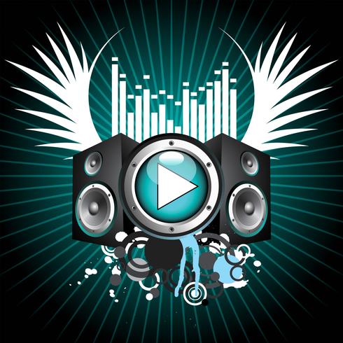 musical theme with speakers and wing vector