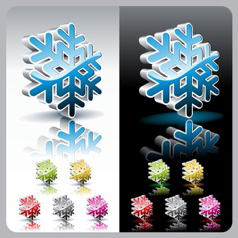 Shiny 3d snowflake button set. vector