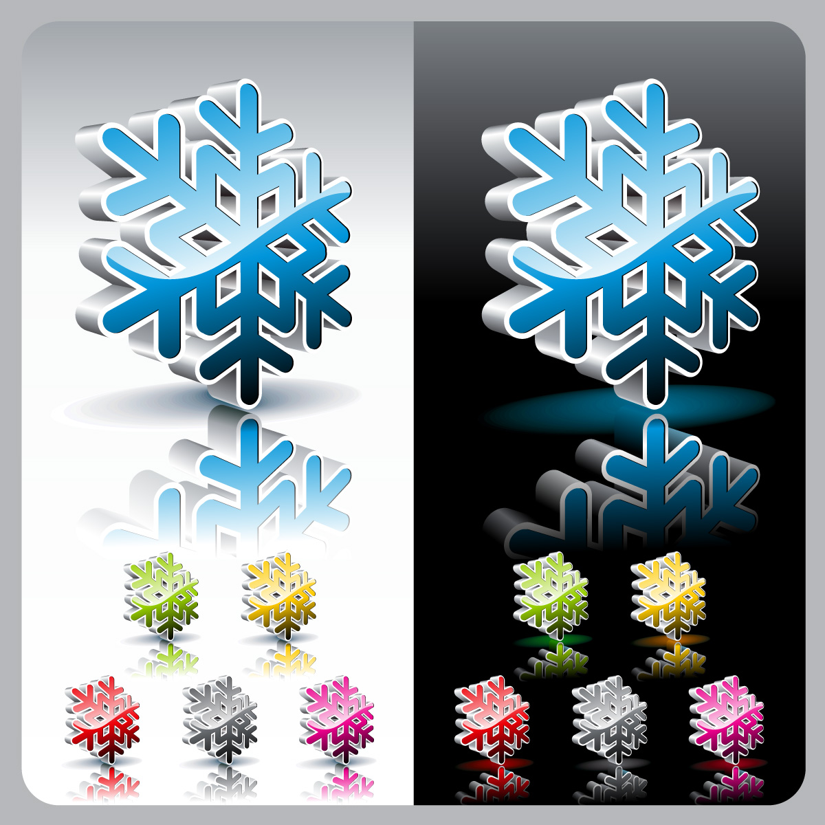Download Shiny 3d snowflake button set. 304975 Vector Art at Vecteezy