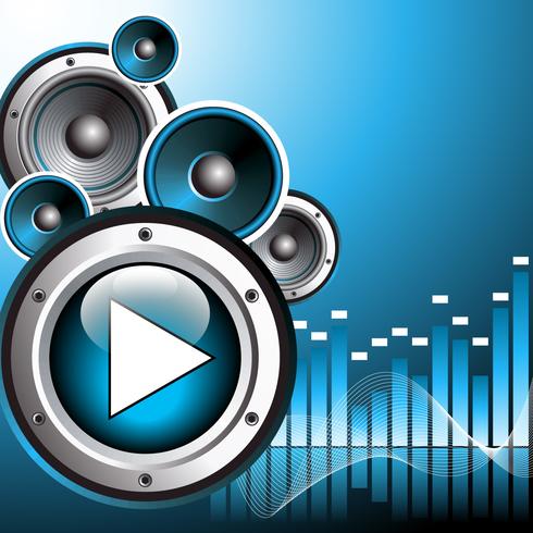 vector illustration for musical theme with play button and speakers