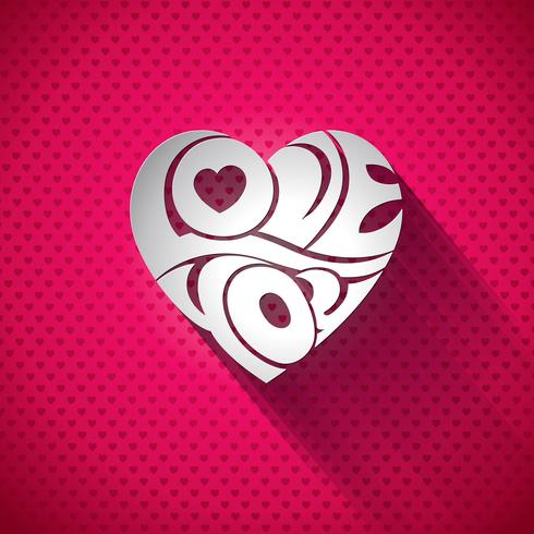 Vector ilustración de día de San Valentín con diseño de tipografía de amor 3d