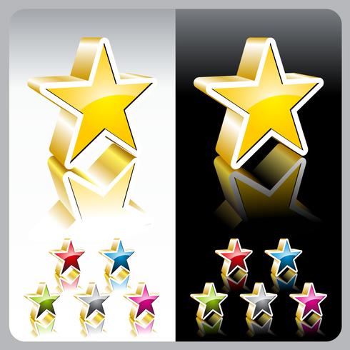 Shiny vector color star button set
