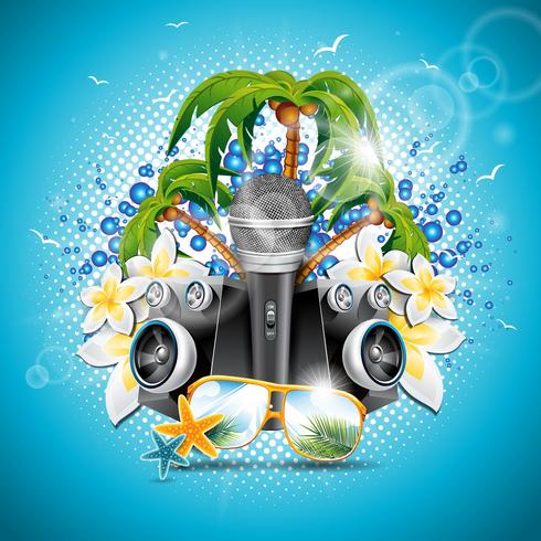 Vector Summer Holiday illustration on a Music and Party theme