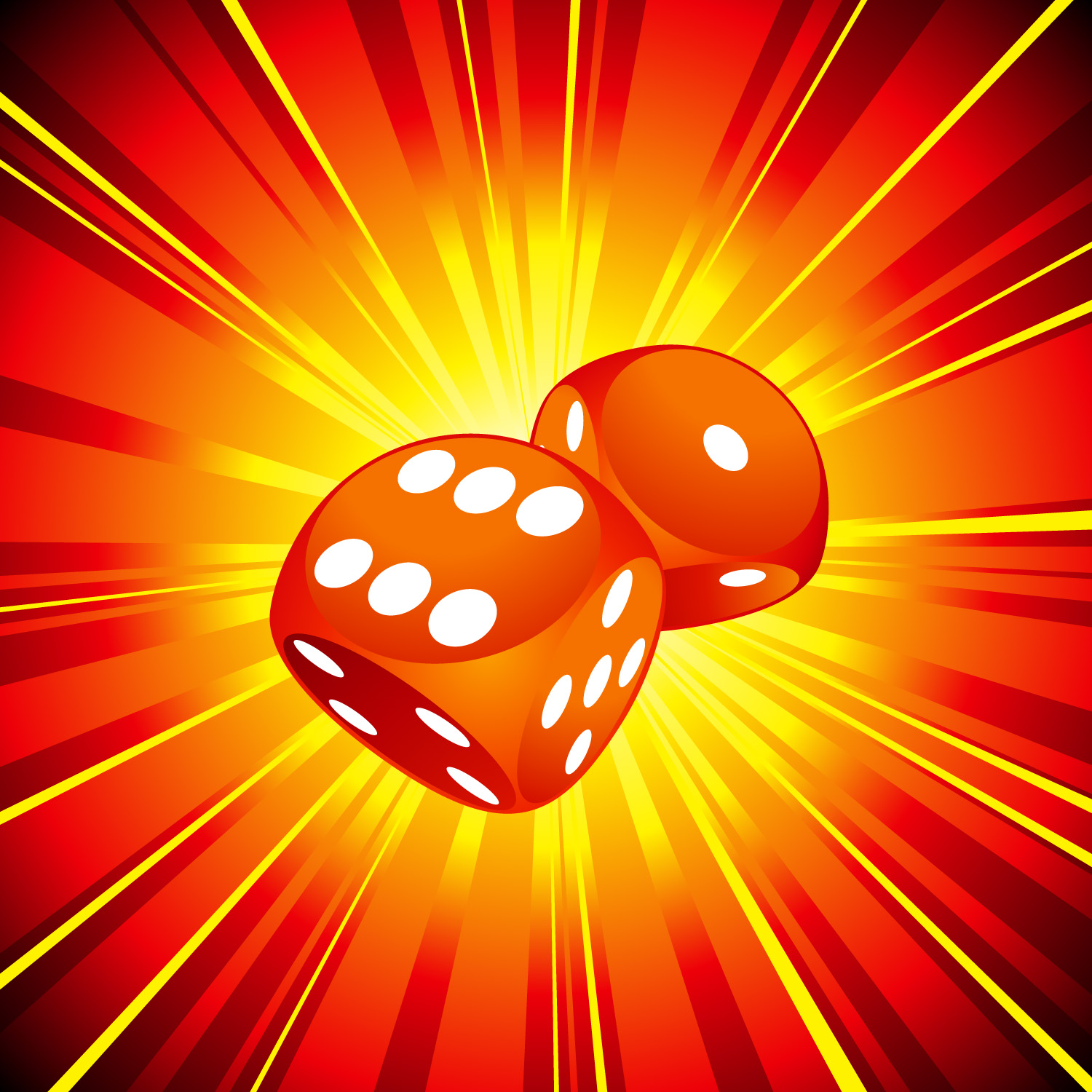 Gambling illustration with two red dice on shiny background. 305089