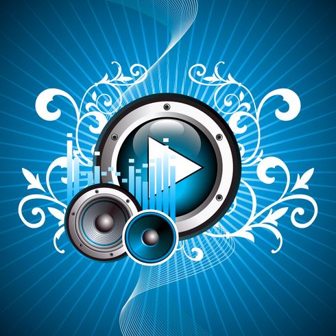 vector illustration for musical theme with play button and speakers