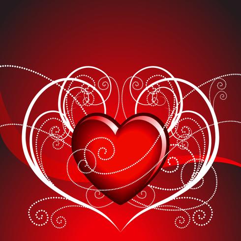 valentine's day illustration with lovely hearth on red background vector