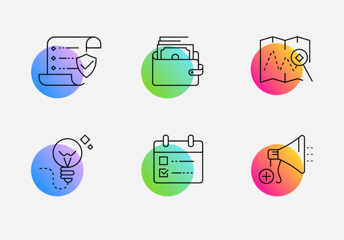 Minimalistic gradient line icon pack vector