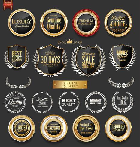 Luxury premium golden badges and labels vector