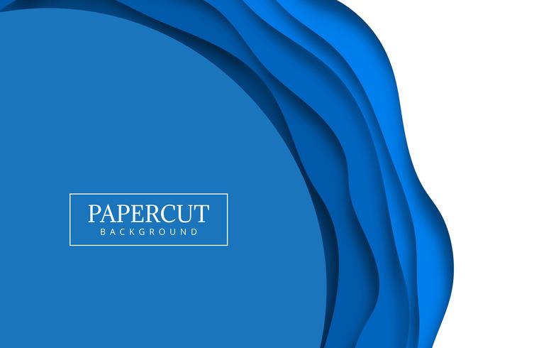 Papercut blue wave design illustration vector