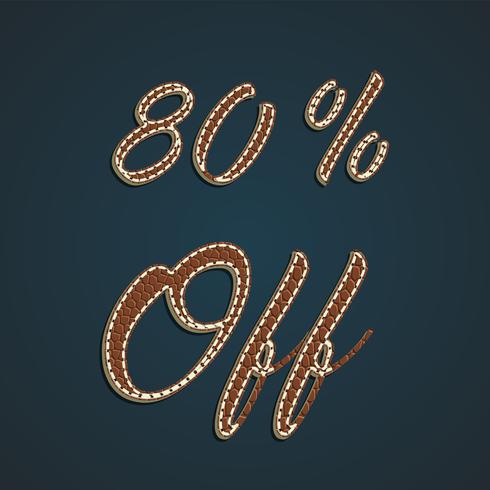 Realistic leather percentage set, vector illustration