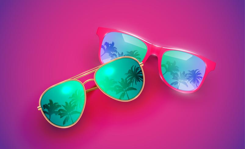 Realistic vector sunglasses on a colorful background, vector illustration