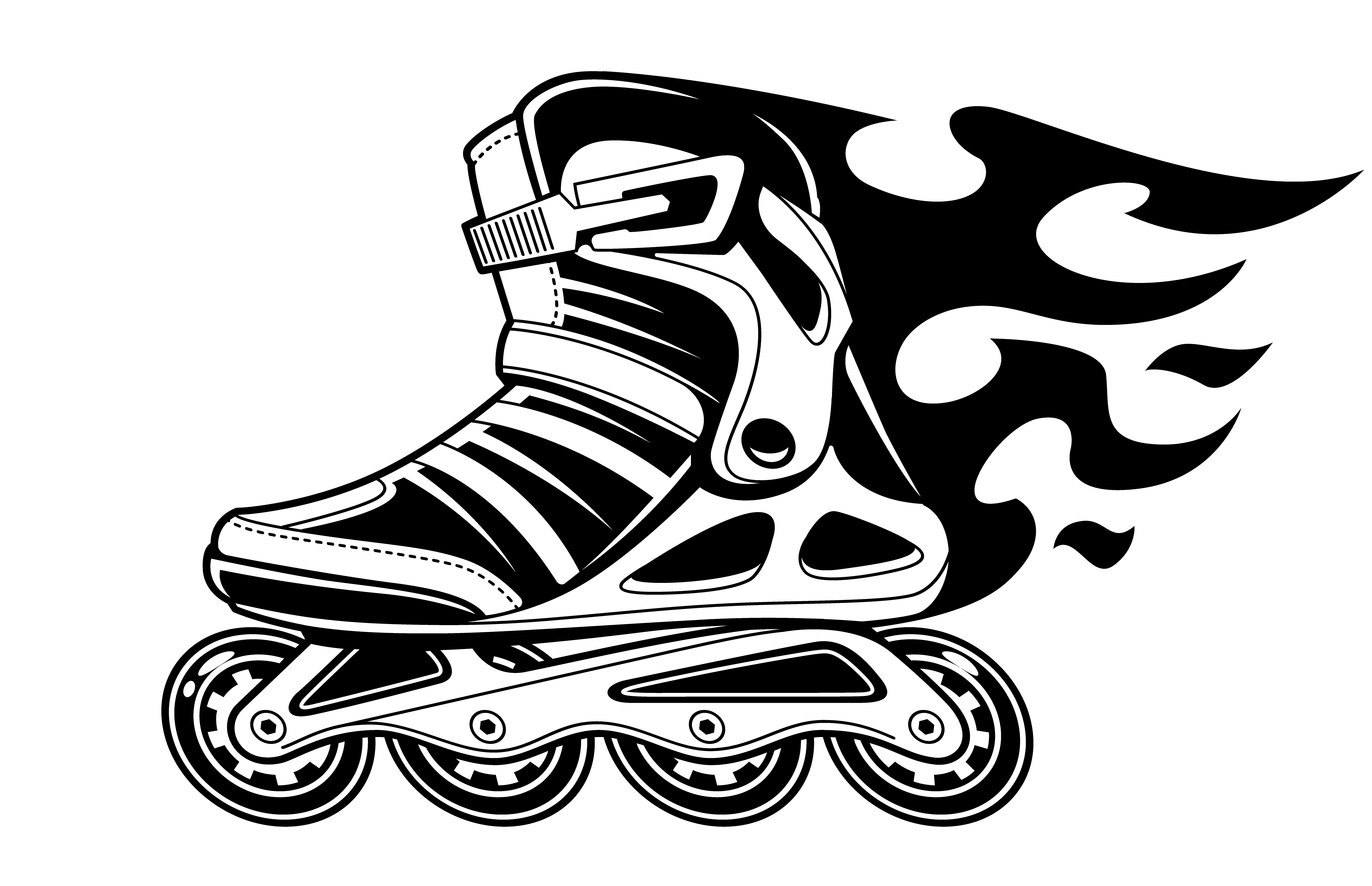 Burning Roller Skate in Motion 305522 - Download Free Vectors, Clipart