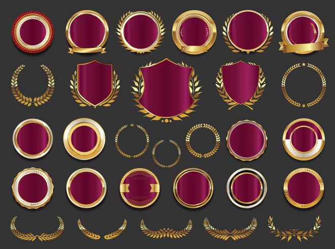 Luxury premium golden badges and labels vector