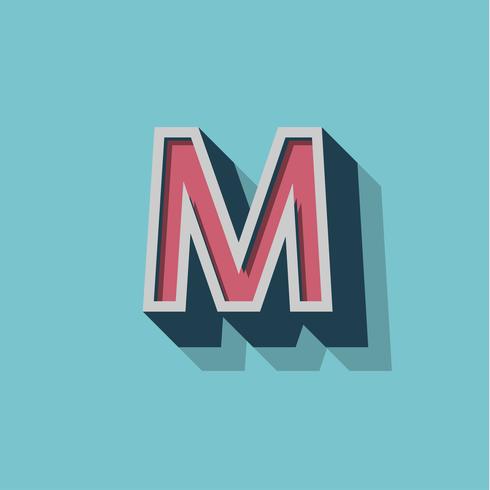 Retro 3D character from a fontset, vector illustration