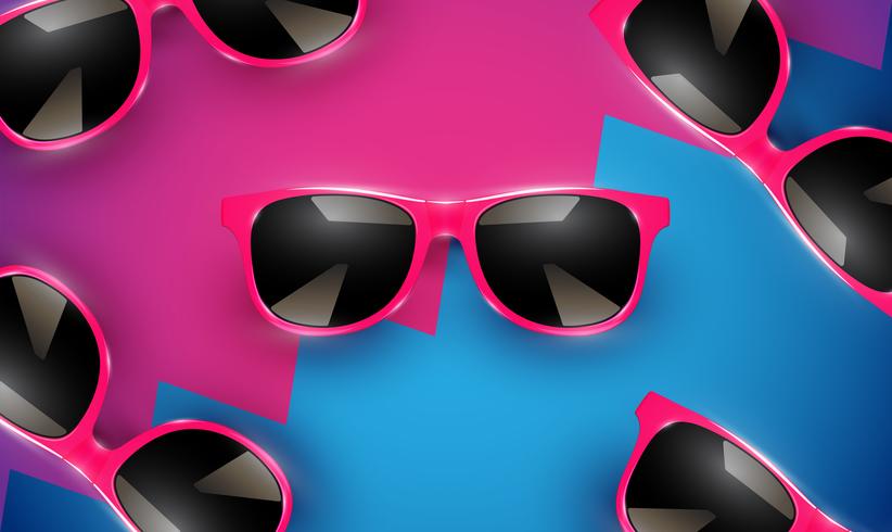 Realistic vector sunglasses on a colorful background, vector illustration