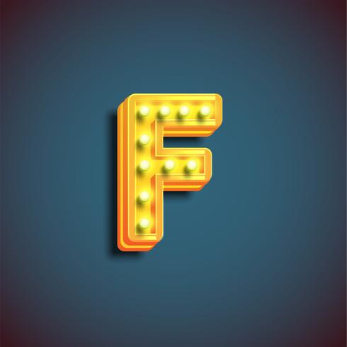 'Broadway' character with lamps from a fontset, vector illustration