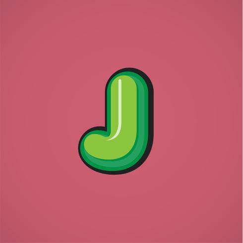 Green comic character from a fontset, vector illustration