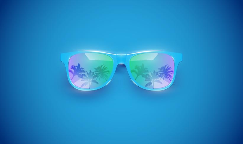 Realistic vector sunglasses on a colorful background, vector illustration