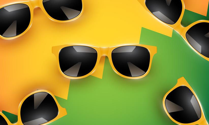 Realistic vector sunglasses on a colorful background, vector illustration