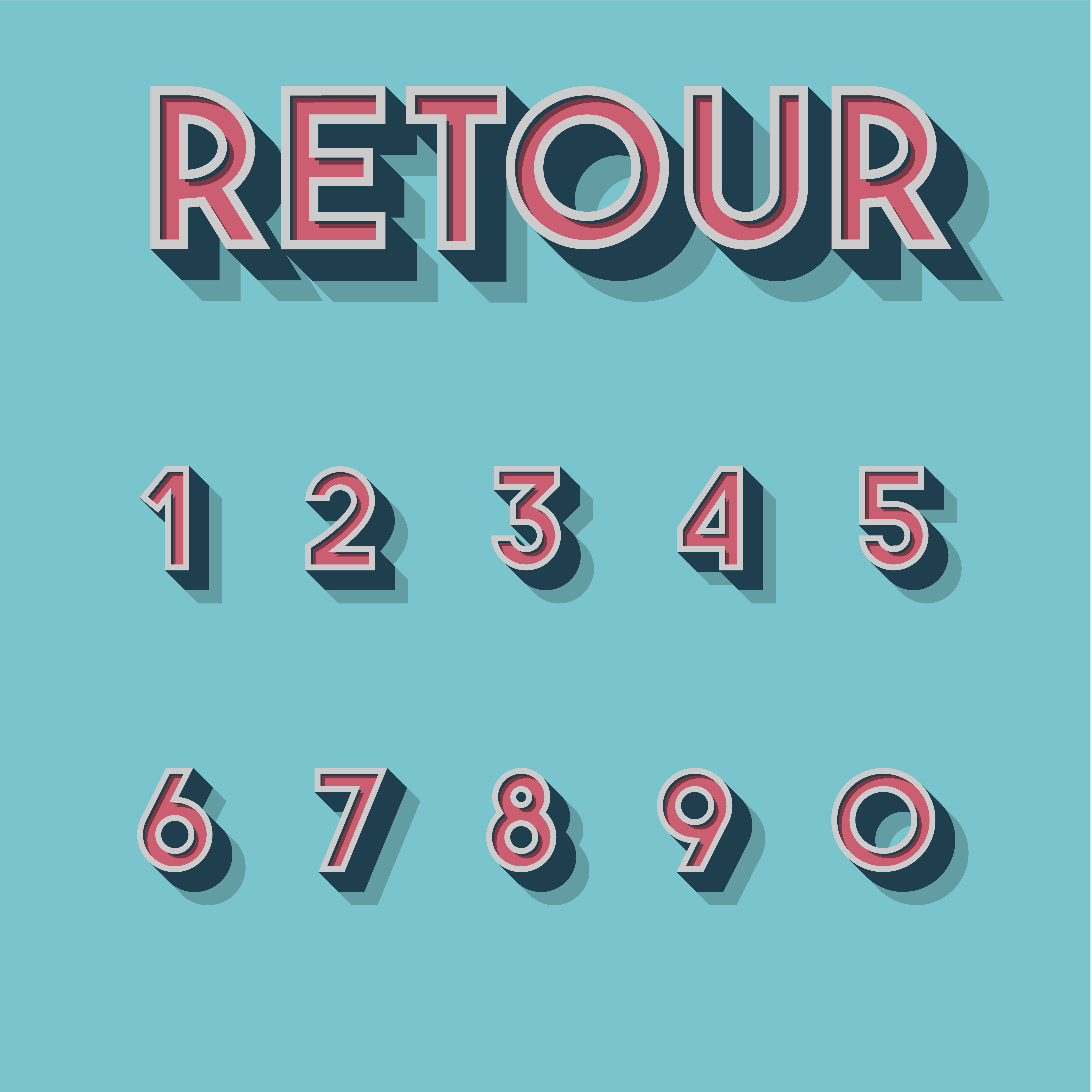 Download Retro 3D font set, vector illustration - Download Free Vectors, Clipart Graphics & Vector Art