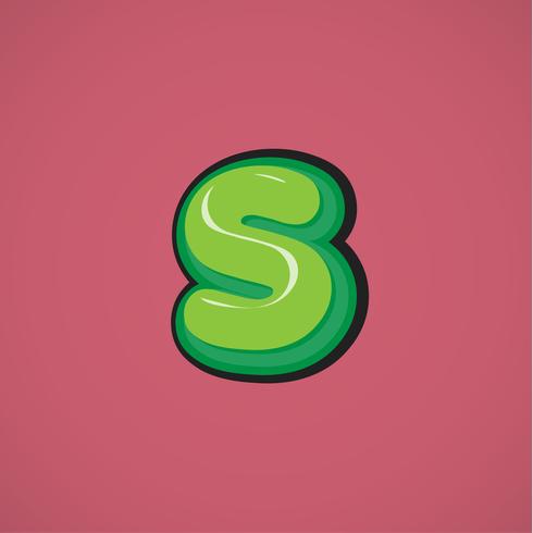 Green comic character from a fontset, vector illustration