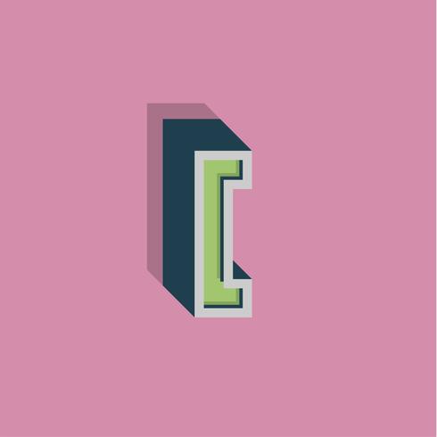 Retro 3D character from a fontset, vector illustration