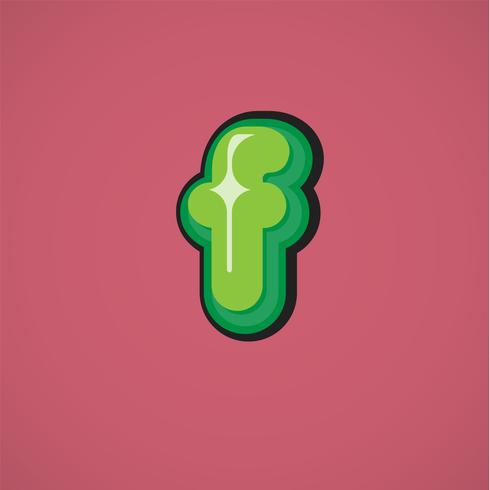 Green comic character from a fontset, vector illustration