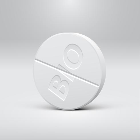 Píldora blanca sobre un fondo gris, ilustración vectorial realista vector