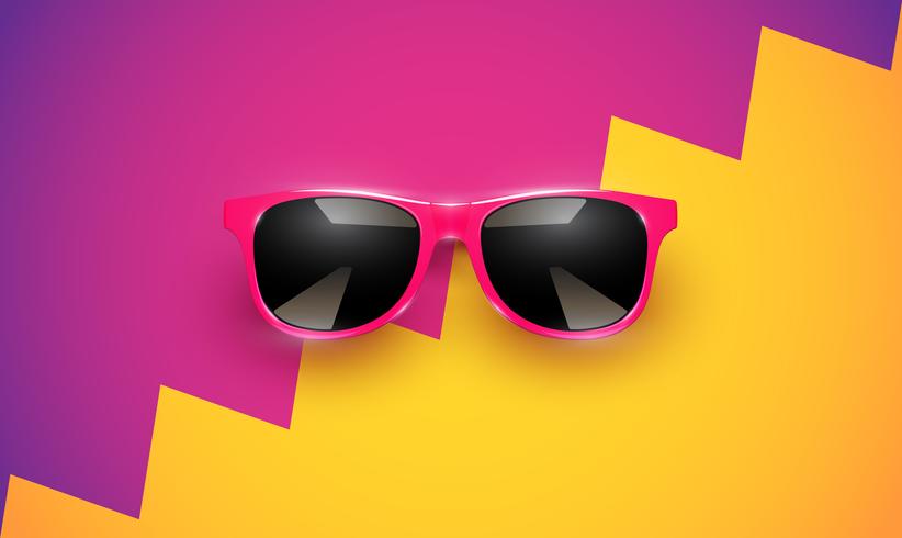 Realistic vector sunglasses on a colorful background, vector illustration