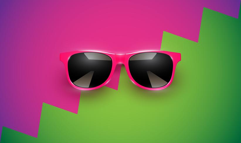 Realistic vector sunglasses on a colorful background, vector illustration