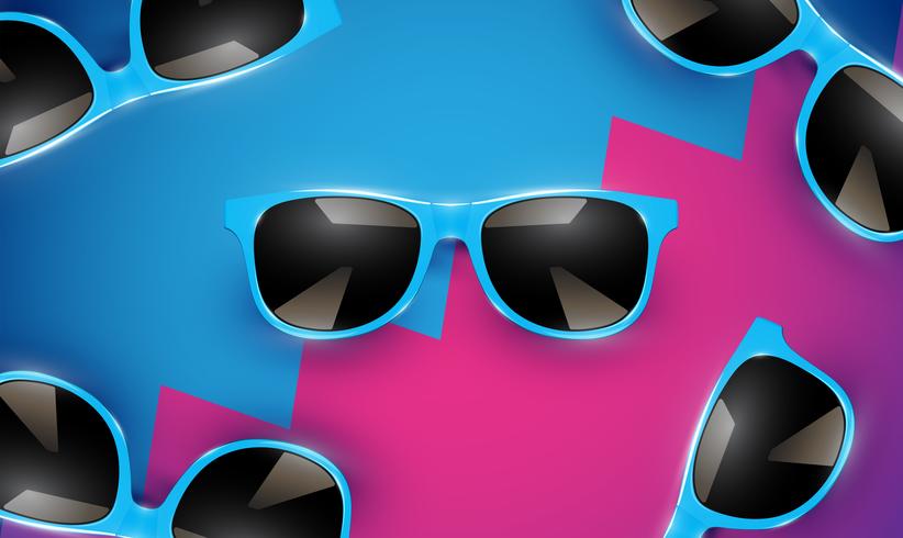 Realistic vector sunglasses on a colorful background, vector illustration