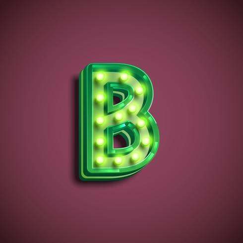 'Broadway' character with lamps from a fontset, vector illustration