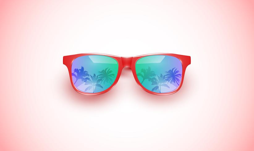 Gafas de sol vector realista en un fondo colorido, ilustración vectorial