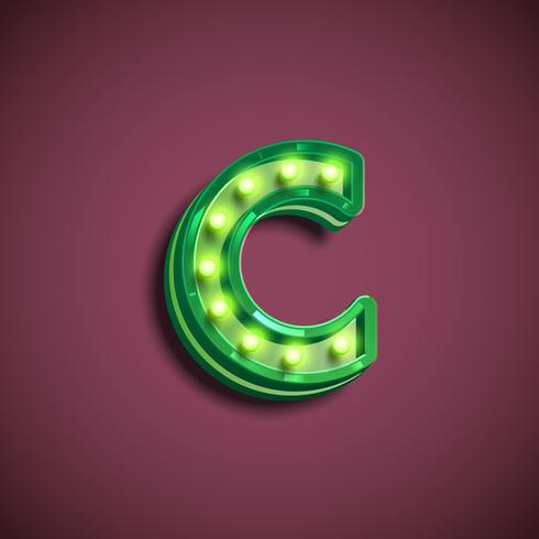 'Broadway' character with lamps from a fontset, vector illustration