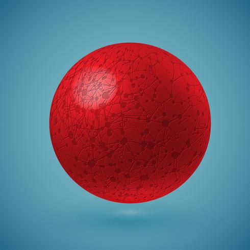 Connected red globe, vector illustration