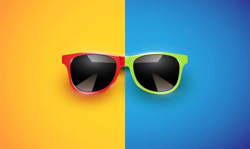 Realistic vector sunglasses on a colorful background, vector illustration