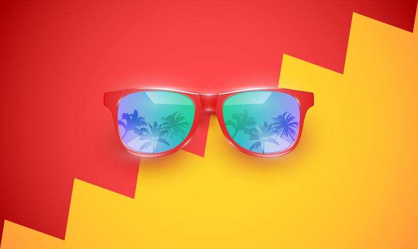 Gafas de sol vector realista en un fondo colorido, ilustración vectorial