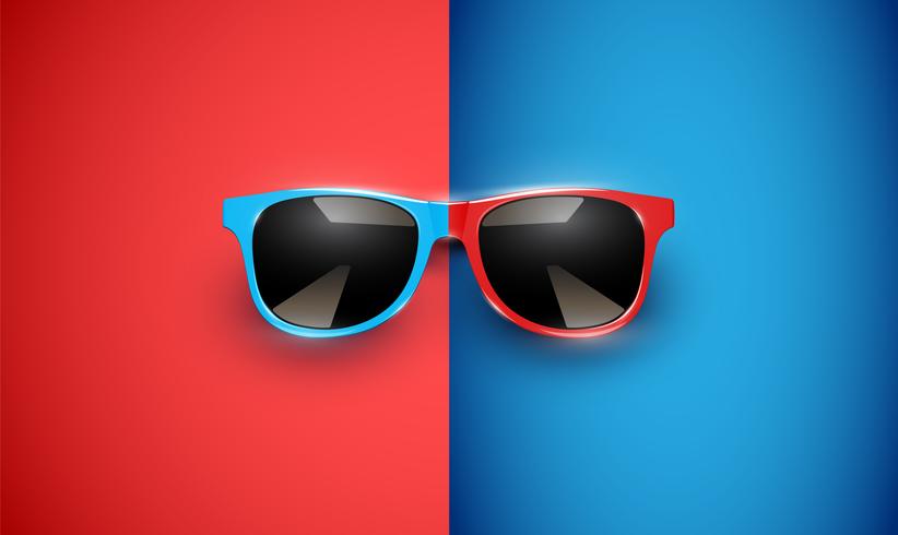 Gafas de sol vector realista en un fondo colorido, ilustración vectorial